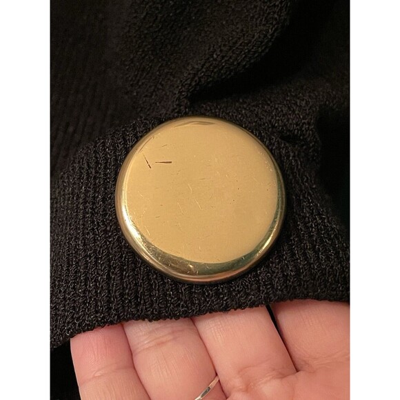 Vtg 80s Raul Blanco Bonwit Teller Hand Loomed Gold Button Blk Sweater Dress Sz 6 - Picture 12 of 13